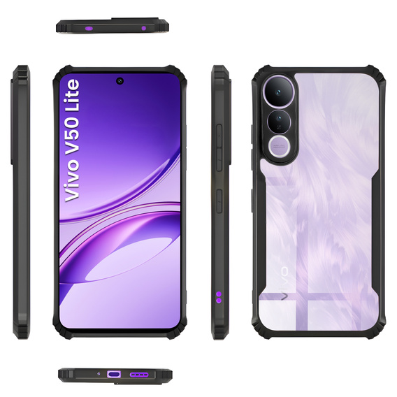 Pouzdro pro Vivo V50 Lite 4G / 5G, AntiDrop Hybrid, černé