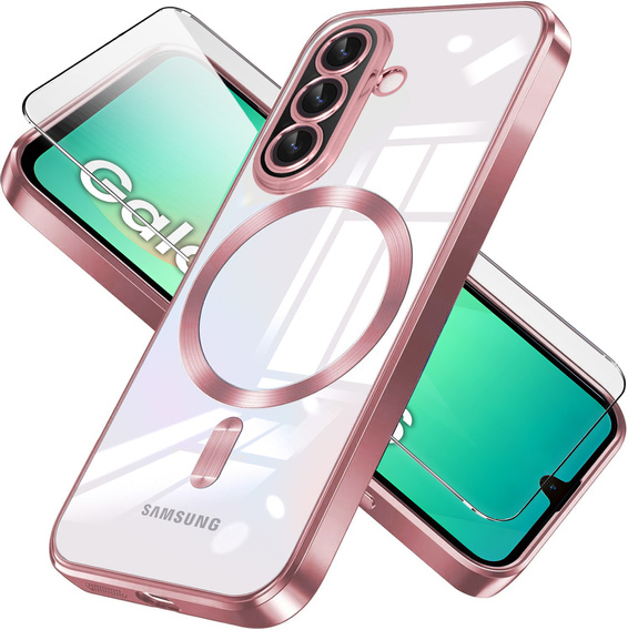 Pouzdro pro Samsung Galaxy A26, Electro MagSafe, růžové rose gold + sklo na displej