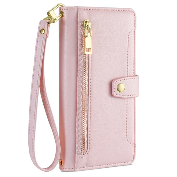Klopové pouzdro pro Motorola Moto G84 5G, Wallet Zipper Pocket, růžové