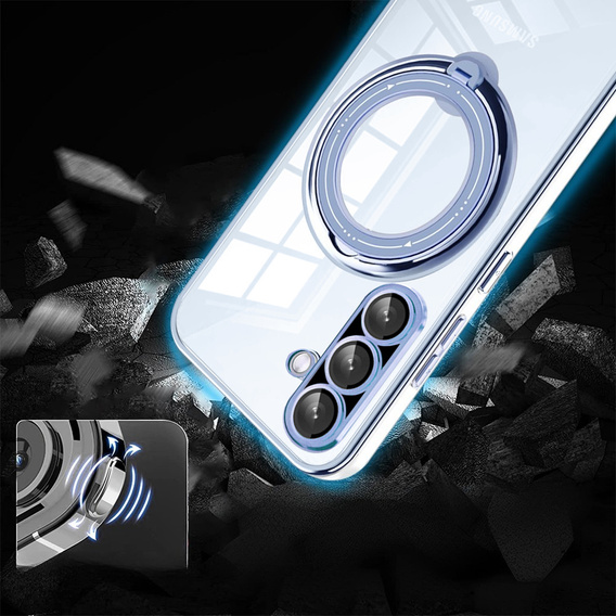 Magnetické pouzdro pro Samsung Galaxy A56, pro MagSafe, modré + sklo 9H