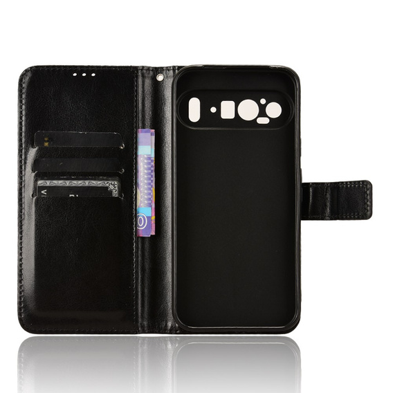 Klopové pouzdro pro Google Pixel 9 / Google Pixel 9 Pro, Crazy Horse Wallet, černé