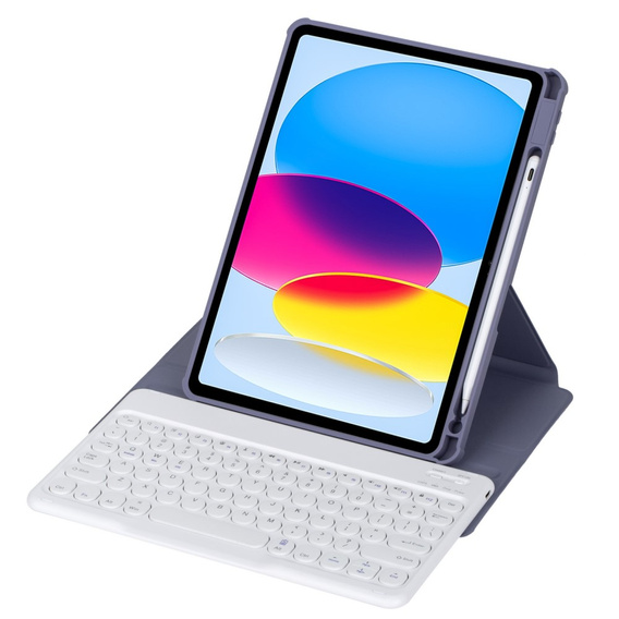 Pouzdro s klávesnicí pro iPad 11" 2025 A16 (11 gen.) / iPad 10.9" 2022 (10 gen.), Rotary 360° Leather, fialové