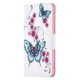 Klopové pouzdro pro Xiaomi 13 Lite, Wallet, butterfly & flowers, bílé