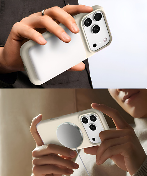 Silikonové pouzdro pro iPhone 17 Pro Max - kompatibilní s MagSafe, proti nárazu, béžové