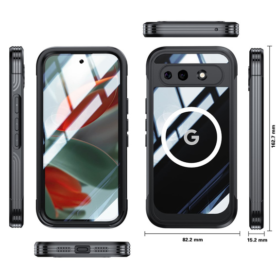 Pouzdro Shockproof se sklem, pro MagSafe pro Google Pixel 10a, černé