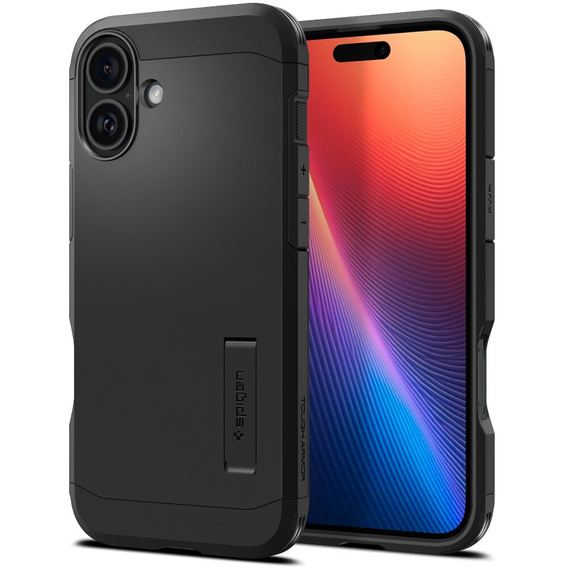 Pouzdro Spigen pro iPhone 16 Plus, Tough Armor Mag MagSafe, černé + 9H tvrzené sklo