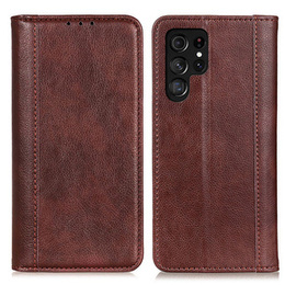Pouzdro pro Samsung Galaxy S24 Ultra, Wallet Litchi Leather, hnědé