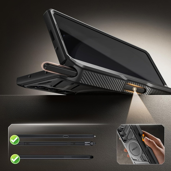 Pancéřové pouzdro pro Samsung Galaxy S24, řada TONGATE MECH s kroužkem, černé