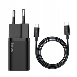 Síťová nabíječka Baseus Super Si PD 25 W USB-C + kabel USB-C, černá
