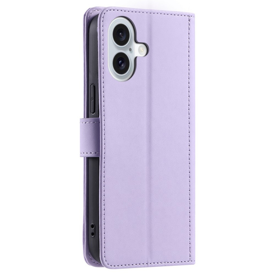 Pouzdro s klopou pro iPhone 16 Plus, Rhombus Crossbody Leather, fialové