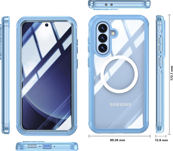 Pouzdro pro Samsung Galaxy A36 / Samsung Galaxy A56, Shockproof, se sklem, pro MagSafe, modré