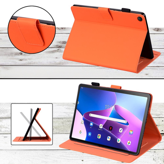 Pouzdro pro Lenovo Tab M10 Plus 10.6 Gen 3, s klopou, animal, oranžové