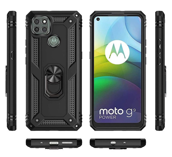 Pancéřové pouzdro pro Motorola Moto G9 Power, Nox Case Ring, černé