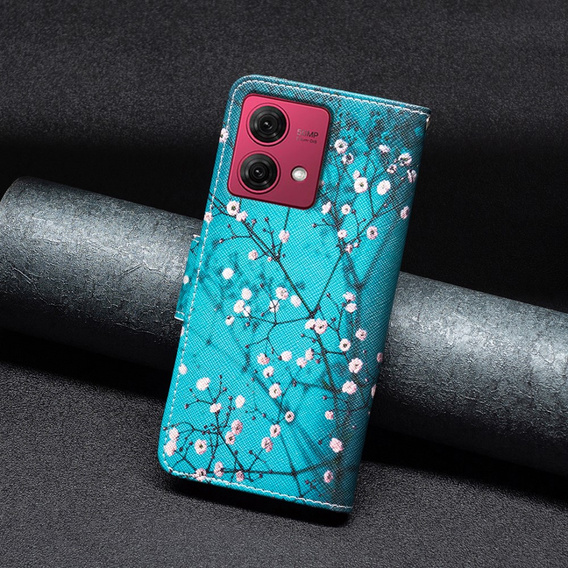 Klopové pouzdro pro Motorola Moto G84 5G, Wallet, sakura, modré