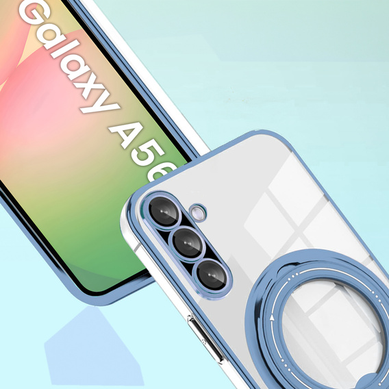 Magnetické pouzdro pro Samsung Galaxy A56, pro MagSafe, modré + sklo 9H