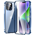 Pouzdro pro iPhone 15 Plus, Magnetic Dual Glass, modré