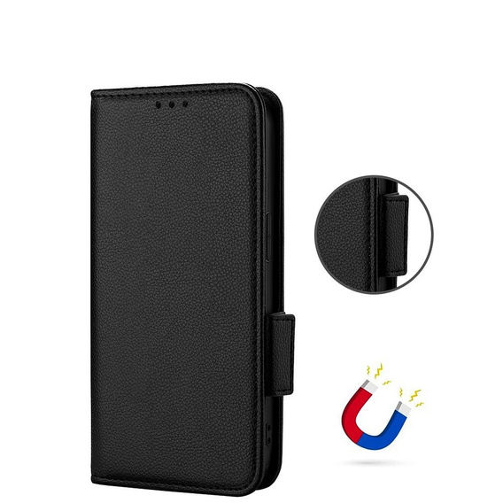 Pouzdro pro HTC U24 Pro 5G, Wallet Litchi Leather, černé