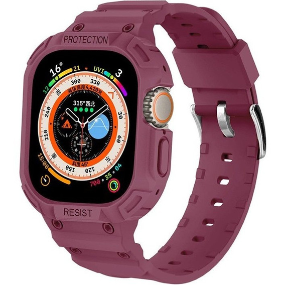 Pasek Silikonowy z Etui do Apple Watch Ultra 49mm, Bordowy