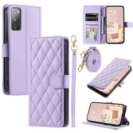 Pouzdro s klopou pro Samsung Galaxy S20 FE, Rhombus Crossbody Leather, fialové