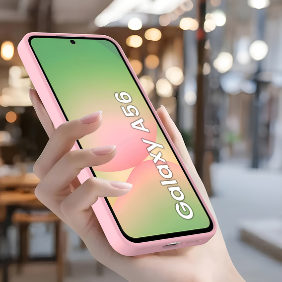 Pouzdro pro Samsung Galaxy A56 5G, Silicone Heart, růžové + 9H tvrzené sklo