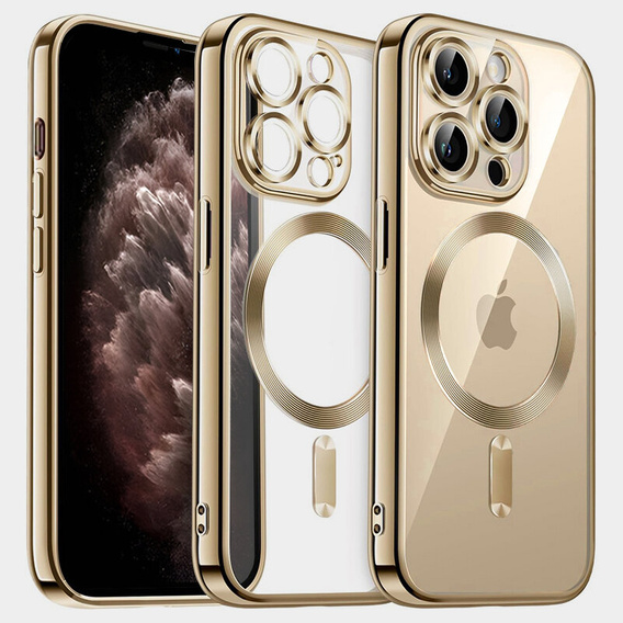 Pouzdro pro iPhone 11 Pro, Electro MagSafe, zlaté + sklo na displej