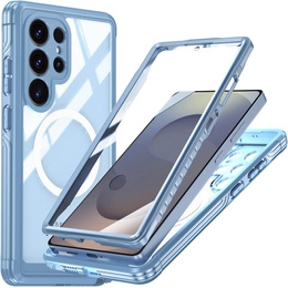 Pouzdro pro Samsung Galaxy S25 Ultra, Shockproof, se sklem, pro MagSafe, modré