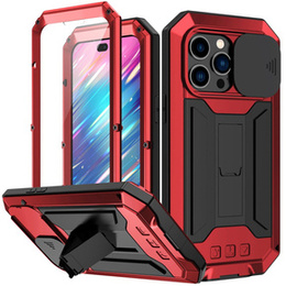 Pouzdro pro iPhone 14 Pro, R-JUST CamShield Slide, pancéřované, červené / černé
