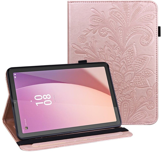 Pouzdro s klopou pro Lenovo Tab M9, flower, růžové rose gold
