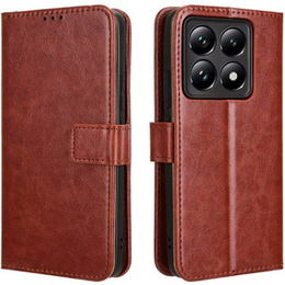 Klopové pouzdro pro Xiaomi 14T, Crazy Horse Wallet, hnědé
