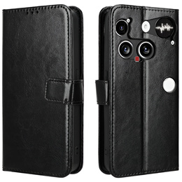 Klopové pouzdro pro Nothing Phone 3 5G, Crazy Horse Wallet, černé