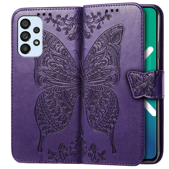 Klopové pouzdro pro Samsung Galaxy A53 5G, Butterfly, fialové