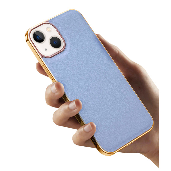 Pouzdro pro iPhone 14 Plus, Cowhide Leather, modré