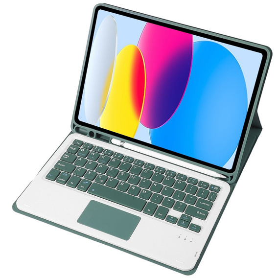 Pouzdro + klávesnice iPad 10.9 2022 10 Gen, TouchPad Pen Slot, tmavě zelené
