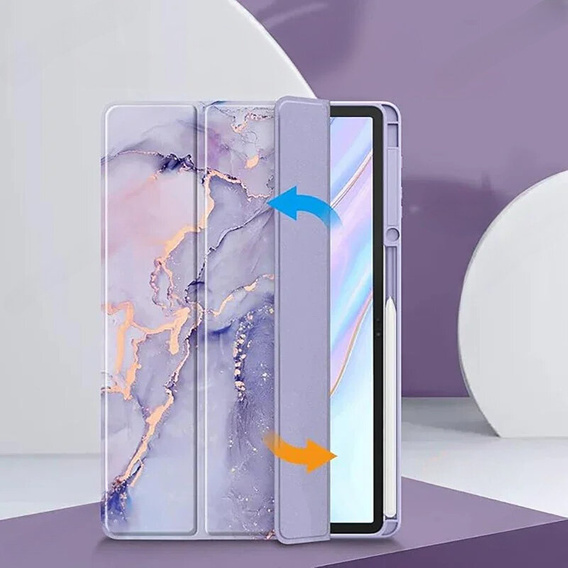 Pouzdro pro Apple iPad Air 11" 6 gen. 2024, Smartcase Hybrid, se slotem na stylus, Marble fialové