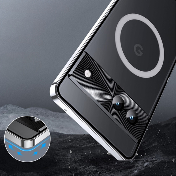 Ochranné pouzdro na fotoaparát pro Google Pixel 8, CamShield MagSafe, průhledná / stříbrná