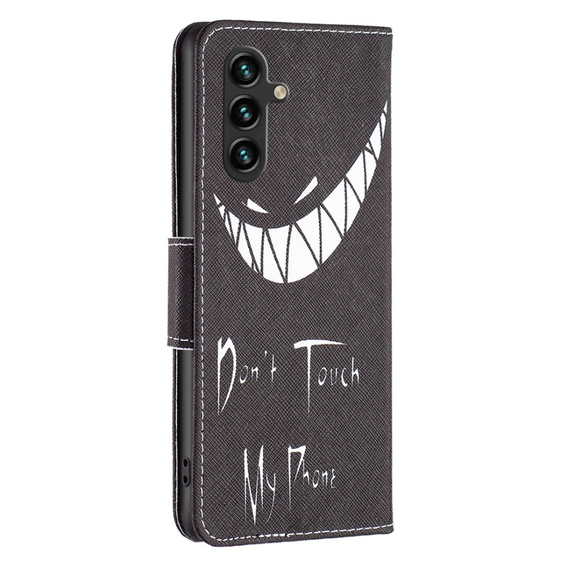 Klopové pouzdro pro Samsung Galaxy A55 5G, Wallet, Don't Touch My Phone, černé