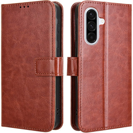 Klopové pouzdro pro Samsung Galaxy A36, Crazy Horse Wallet, hnědé
