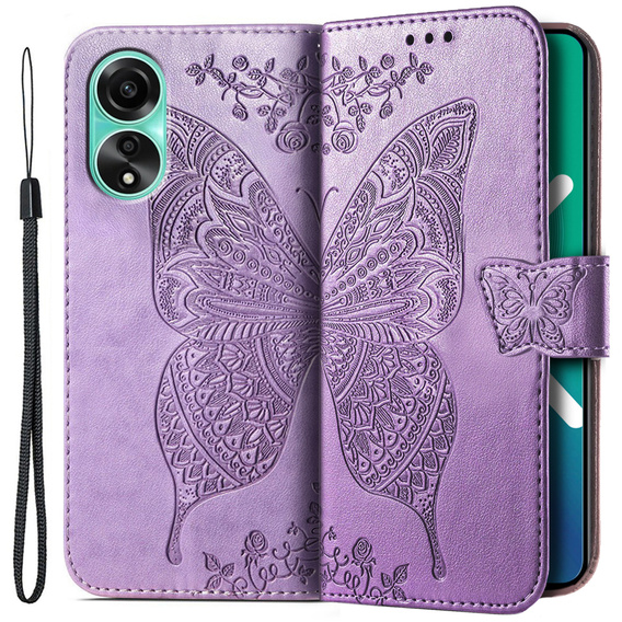 Klopové pouzdro pro Oppo A38 4G / Oppo A18 4G, Butterfly, fialové