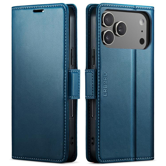 Lesklé peněženkové pouzdro Litchi s klopou pro iPhone 17 Pro Max