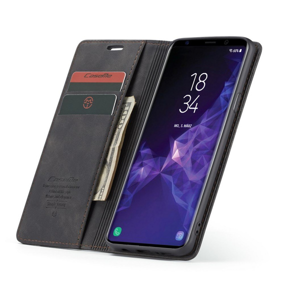 Pouzdro CASEME pro Samsung Galaxy S9 Plus, Leather Wallet Case, černé