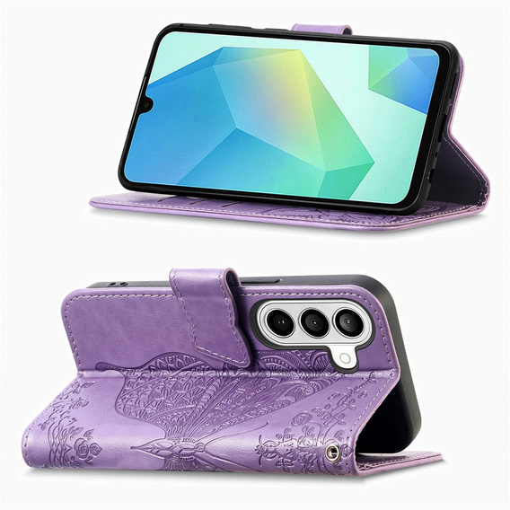Pouzdro s klopou Butterfly pro Samsung Galaxy A57 5G, fialové