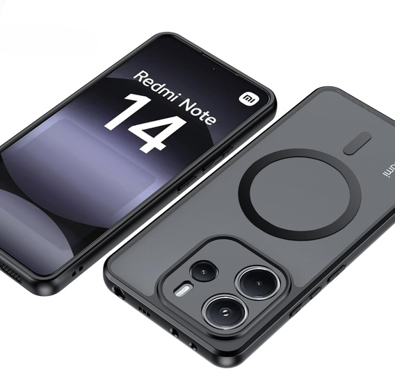 Pouzdro pro Xiaomi Redmi Note 14 4G, pro MagSafe, ERBORD Matt Case, černý + sklo na displej