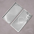 Magnetické pouzdro Dual Glass MagSafe pro Samsung Galaxy S22 Ultra, stříbrné