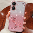 Pouzdro pro Xiaomi Redmi 13C / Poco C65, Glitter Flower, růžové rose gold