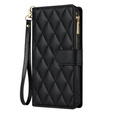 Pouzdro s klopou pro Samsung Galaxy A56 5G, Rhombus Crossbody Leather, černé