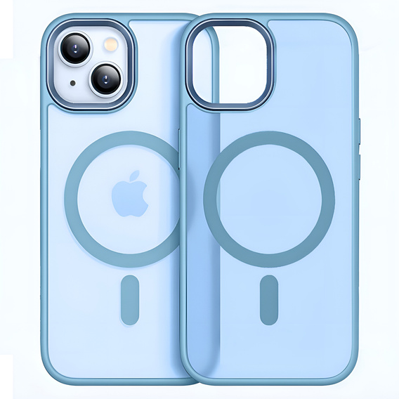 Pouzdro pro iPhone 13, pro MagSafe, ERBORD Matt Case, modrý + sklo na displej