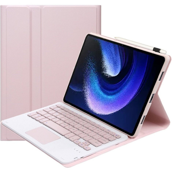 Pouzdro + klávesnice Xiaomi Pad 6 / 6 Pro, Touchpad, růžové