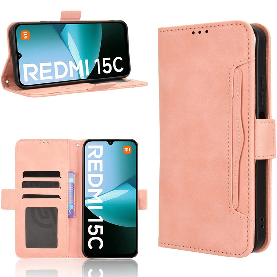 Klopové pouzdro pro Xiaomi Redmi 15C 4G/LTE, Card Slot, růžové