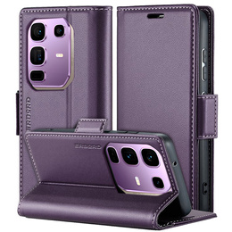 Pouzdro pro Infinix Note 50 Pro+, ERBORD Glossy Litchi, flipová peněženka, fialové