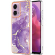 Ochranné pouzdro pro Motorola Moto G24 / G24 Power / G04, Marble Slim Case, tmavě fialové